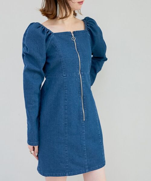 MAJESTIC LEGON(マジェスティックレゴン)の「フロントジップデニムミニワンピース(ワンピース・レディース・グレー/ネイビー/ブルー・MEDIUM)」の22枚目の写真