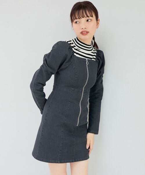MAJESTIC LEGON(マジェスティックレゴン)の「フロントジップデニムミニワンピース(ワンピース・レディース・グレー/ネイビー/ブルー・MEDIUM)」の21枚目の写真