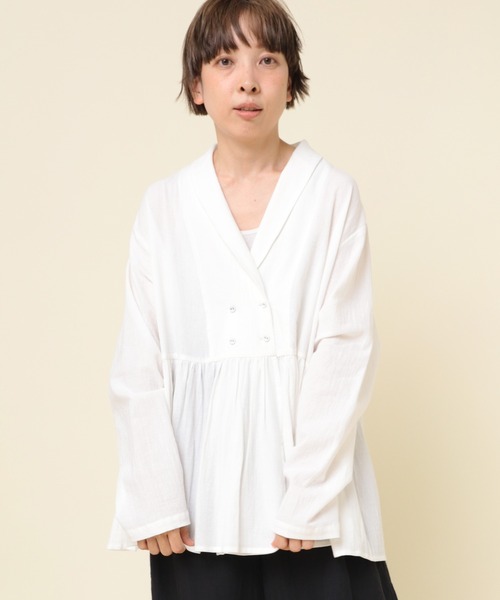 RNA-N（アールエヌエーエヌ）の「B2807 コットンリネンブラウス（シャツ/ブラウス・レディース・オフホワイト/ブラウン/ブラック・MEDIUM）」の2枚目の写真