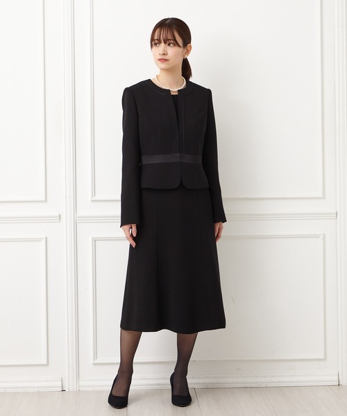 喪服　礼服　ワンピースとジャケットセット　　ＬＬ 喪服・礼服】防しわロングコートジャケットワンピースストレッチ