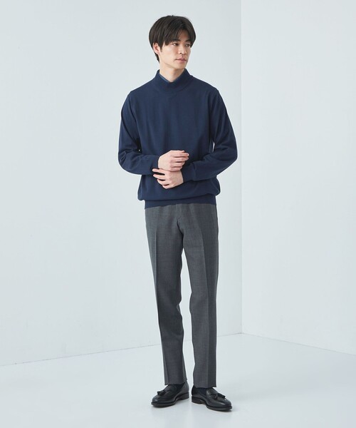 green label relaxing（グリーンレーベルリラクシング）の「スビン ハイツイスト モックネック ニット（ニット/セーター・メンズ・ネイビー/ライム/ライトグレー・L/XL/M/S）」の8枚目の写真