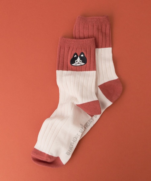 Actually（アクチュアリー）の「【みやぎちか×BIRTHDAY BAR】刺繍バイカラーソックス（ソックス/靴下・レディース・ピンク/グレー/ブルー・フリー）」の3枚目の写真