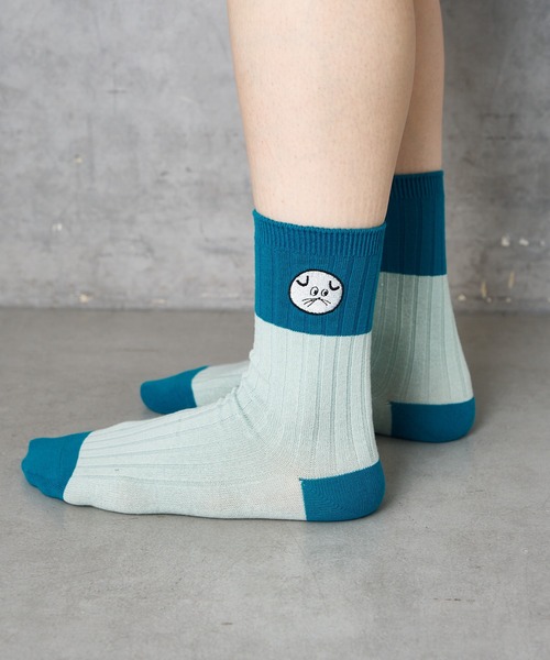 Actually（アクチュアリー）の「【みやぎちか×BIRTHDAY BAR】刺繍バイカラーソックス（ソックス/靴下・レディース・ピンク/グレー/ブルー・フリー）」の11枚目の写真