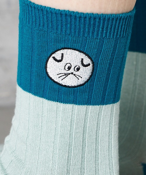 Actually（アクチュアリー）の「【みやぎちか×BIRTHDAY BAR】刺繍バイカラーソックス（ソックス/靴下・レディース・ピンク/グレー/ブルー・フリー）」の12枚目の写真