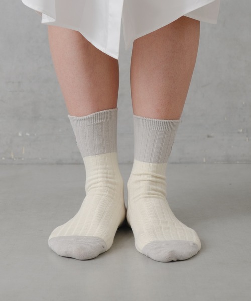 Actually（アクチュアリー）の「【みやぎちか×BIRTHDAY BAR】刺繍バイカラーソックス（ソックス/靴下・レディース・ピンク/グレー/ブルー・フリー）」の8枚目の写真