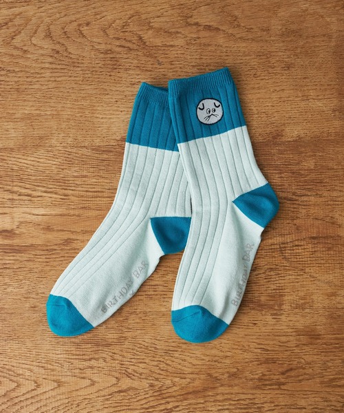 Actually（アクチュアリー）の「【みやぎちか×BIRTHDAY BAR】刺繍バイカラーソックス（ソックス/靴下・レディース・ピンク/グレー/ブルー・フリー）」の10枚目の写真