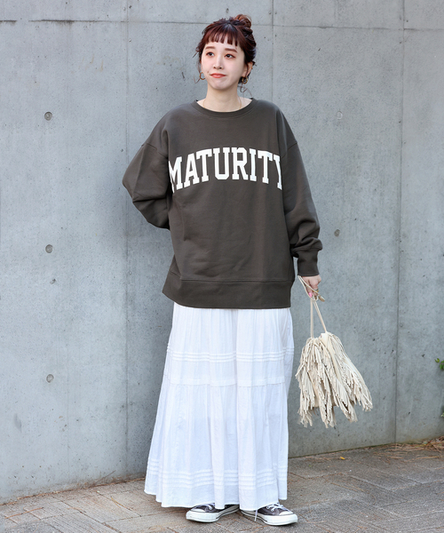 B.C STOCK（ベーセーストック）の「MATURITYロゴスウェット（スウェット・レディース・ベージュ系その他/ピンク/ブラック系その他/チャコールグレー・FREE）」の5枚目の写真