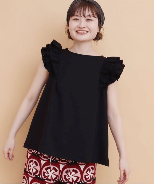 peu pres(プープレ)の「アムンゼン3段フリルPO(Tシャツ/カットソー・レディース・ホワイト/ブラック・FREE)」の1枚目の写真