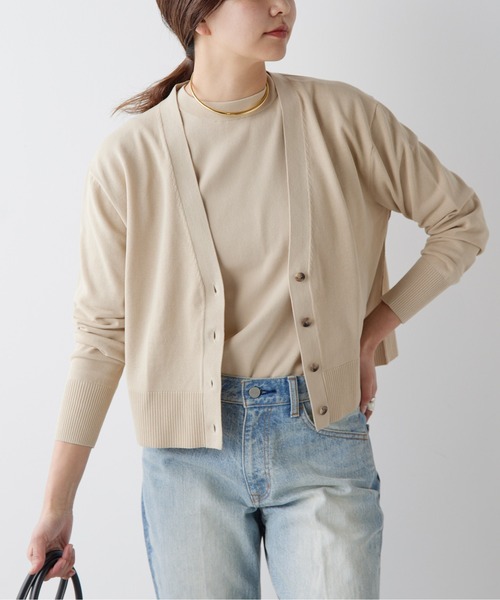 GALLARDAGALANTE（ガリャルダガランテ）の「アイシーコットンVネックカーディガン（カーディガン/ボレロ・レディース・オフホワイト/ベージュ/ブラック/ミント/グレー/ブルー・FREE）」の5枚目の写真