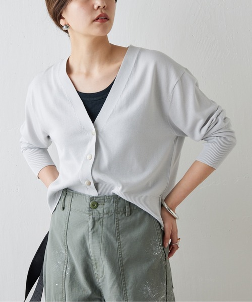GALLARDAGALANTE（ガリャルダガランテ）の「アイシーコットンVネックカーディガン（カーディガン/ボレロ・レディース・オフホワイト/ベージュ/ブラック/ミント/グレー/ブルー・FREE）」の4枚目の写真