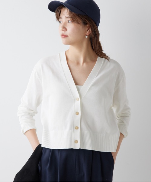 GALLARDAGALANTE（ガリャルダガランテ）の「アイシーコットンVネックカーディガン（カーディガン/ボレロ・レディース・オフホワイト/ベージュ/ブラック/ミント/グレー/ブルー・FREE）」の2枚目の写真