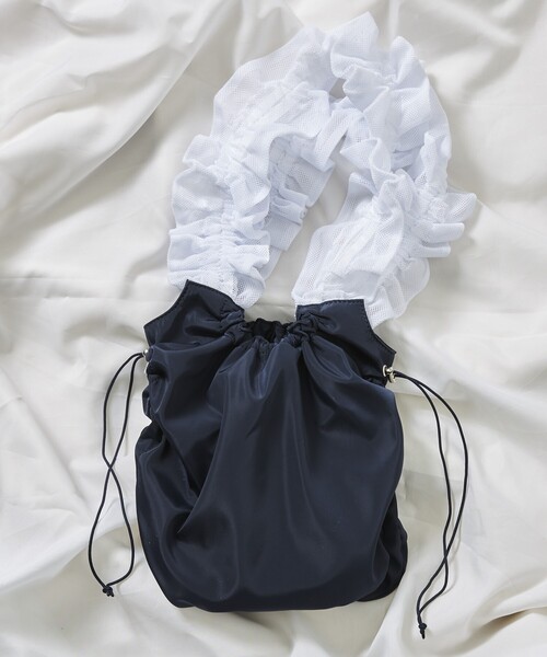 Firsthand（ファーストハンド）の「Firsthand/ファーストハンド メッシュフリルハンドルトート / フリルギャザートートバッグ（トートバッグ・レディース・ブラック/ネイビー/ホワイト・FREE）」の8枚目の写真