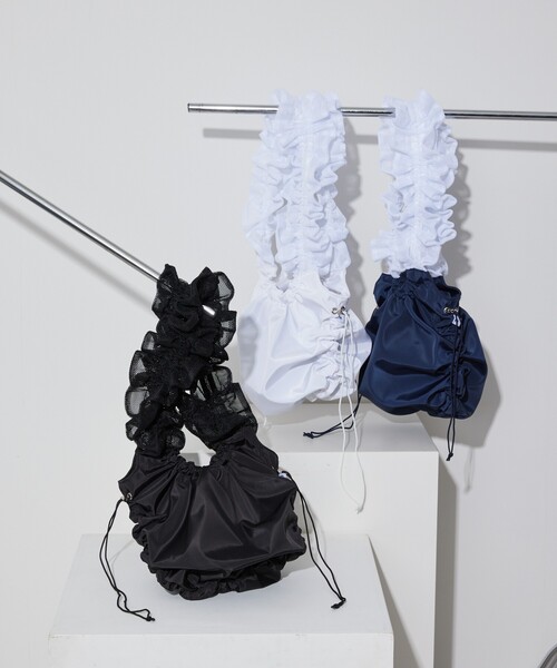 Firsthand（ファーストハンド）の「Firsthand/ファーストハンド メッシュフリルハンドルトート / フリルギャザートートバッグ（トートバッグ・レディース・ブラック/ネイビー/ホワイト・FREE）」の14枚目の写真