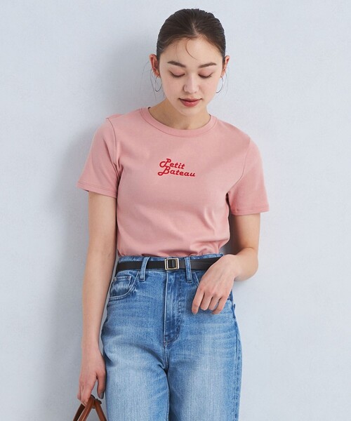 PETIT BATEAU (プチバトー) 婦人TOPS l'Iconique en coton uni PETIT BATEAU (プチバトー) 婦人TOPS l'Iconique en coton uni