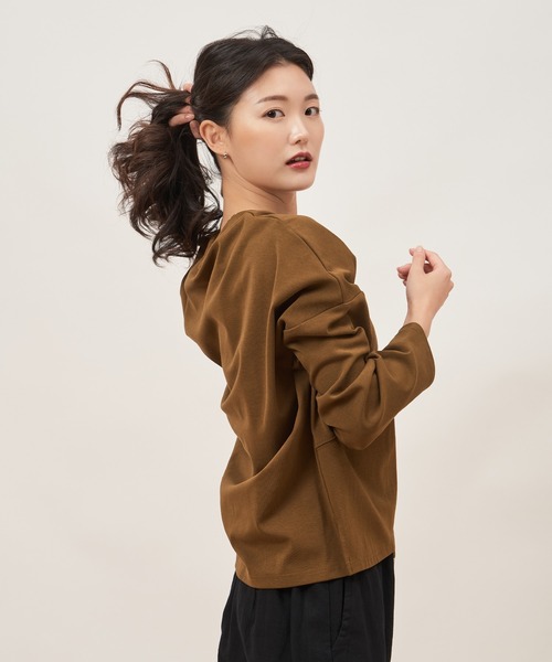 ROCOCO(ロココ)の「オシャレデザインルーズカットソー(Tシャツ/カットソー・レディース・カーキ/ブラック/グリーン・M~L)」の22枚目の写真