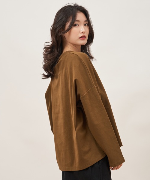 ROCOCO(ロココ)の「オシャレデザインルーズカットソー(Tシャツ/カットソー・レディース・カーキ/ブラック/グリーン・M~L)」の11枚目の写真