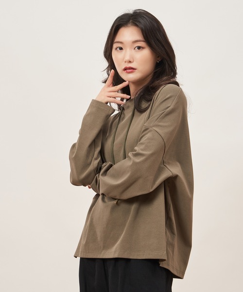 ROCOCO(ロココ)の「オシャレデザインルーズカットソー(Tシャツ/カットソー・レディース・カーキ/ブラック/グリーン・M~L)」の14枚目の写真