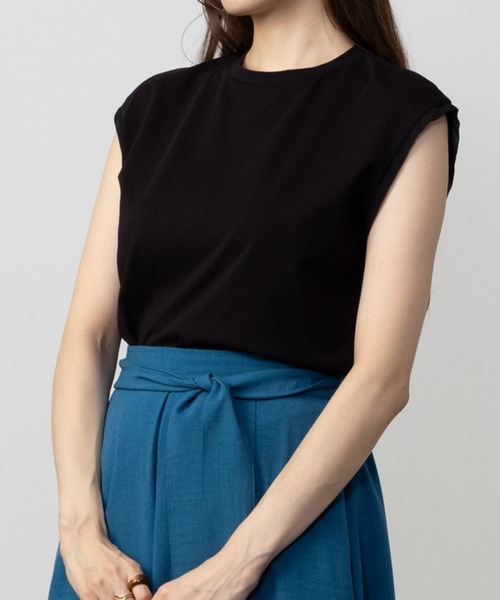 HusHusH（ハッシュアッシュ）の「HusHusH ハッシュアッシュ シルケット スリーブレスプルオーバー（Tシャツ/カットソー・レディース・グレイッシュベージュ/ブラック/ホワイト・L/M/S）」の2枚目の写真