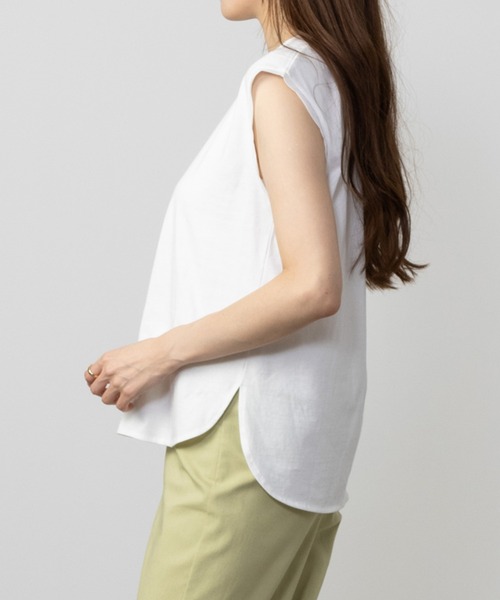 HusHusH（ハッシュアッシュ）の「HusHusH ハッシュアッシュ シルケット スリーブレスプルオーバー（Tシャツ/カットソー・レディース・グレイッシュベージュ/ブラック/ホワイト・L/M/S）」の5枚目の写真