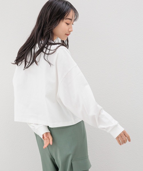 LOWRYS FARM（ローリーズファーム）の「メッセージショートプリントＬＳ 991834（Tシャツ/カットソー・レディース・チャコールグレー/アイボリー/ホワイト・FREE）」の5枚目の写真