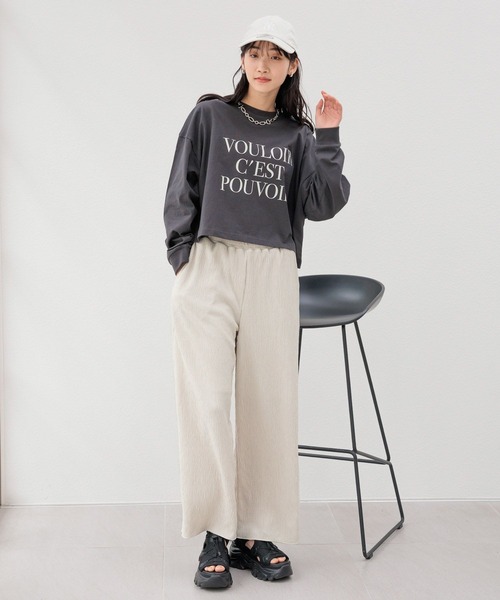 LOWRYS FARM（ローリーズファーム）の「メッセージショートプリントＬＳ 991834（Tシャツ/カットソー・レディース・チャコールグレー/アイボリー/ホワイト・FREE）」の12枚目の写真