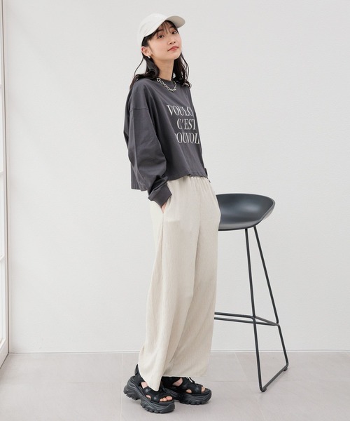 「LOWRYS FARM」 スウェットカットソー SHORT グレー レディース LOWRYS FARM 「LOWRYS FARM」 スウェットカットソー SHORT