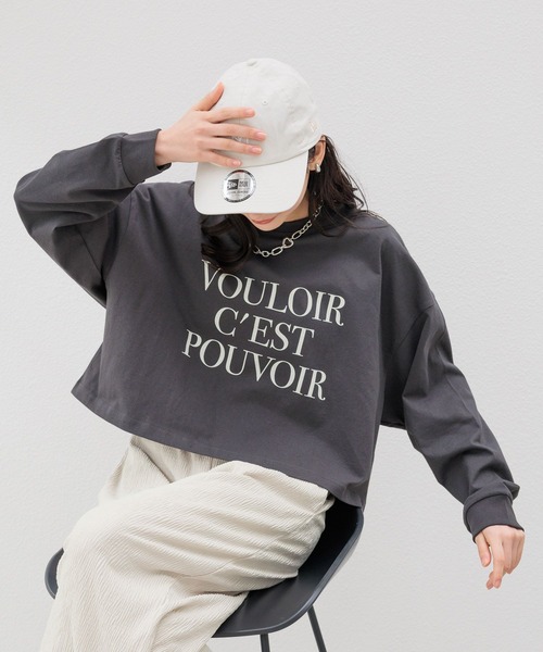 LOWRYS FARM（ローリーズファーム）の「メッセージショートプリントＬＳ 991834（Tシャツ/カットソー・レディース・チャコールグレー/アイボリー/ホワイト・FREE）」の17枚目の写真