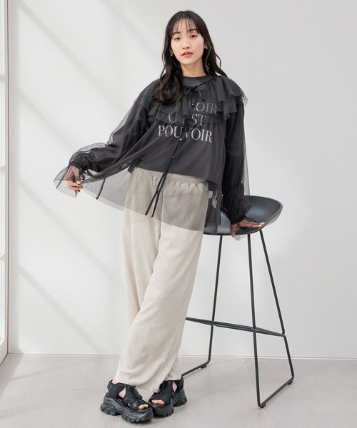 LOWRYS FARM（ローリーズファーム）の「メッセージショートプリントＬＳ 991834（Tシャツ/カットソー・レディース・チャコールグレー/アイボリー/ホワイト・FREE）」の19枚目の写真