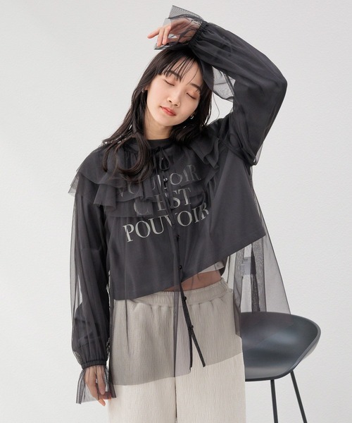 LOWRYS FARM（ローリーズファーム）の「メッセージショートプリントＬＳ 991834（Tシャツ/カットソー・レディース・チャコールグレー/アイボリー/ホワイト・FREE）」の20枚目の写真