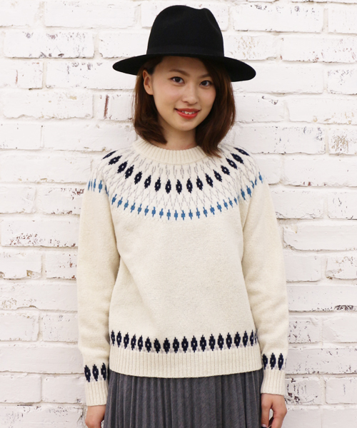 CIAOPANIC（チャオパニック）の「【Ciaopanic】　アイスランドロピKNIT P/O（ニット/セーター・レディース・オフホワイト/グレー/ブラウン/ネイビー・FREE）」の2枚目の写真