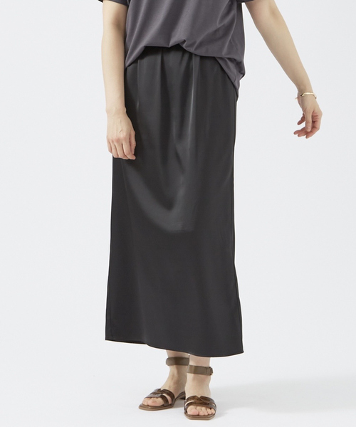 abahouse mavie（アバハウスマヴィ）の「サテンナロースカート（スカート・レディース・イエロー/ブラック/グレイッシュブルー・フリー）」の2枚目の写真