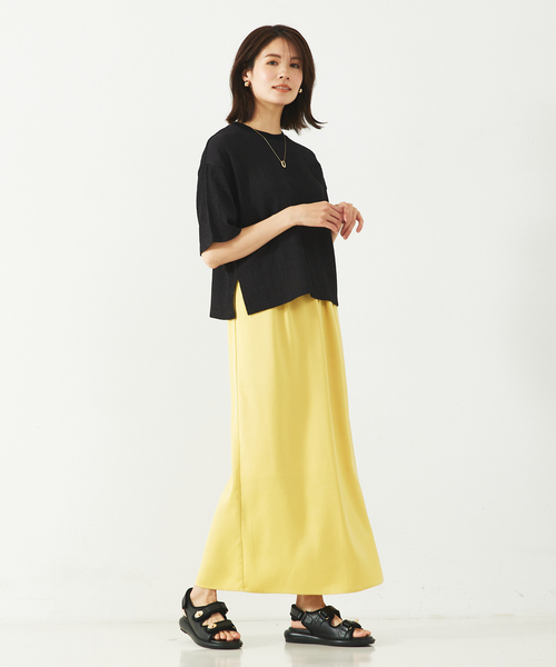 abahouse mavie（アバハウスマヴィ）の「サテンナロースカート（スカート・レディース・イエロー/ブラック/グレイッシュブルー・フリー）」の6枚目の写真