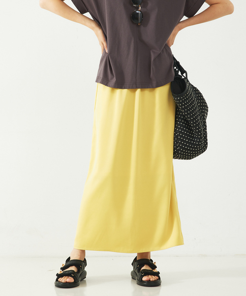 abahouse mavie（アバハウスマヴィ）の「サテンナロースカート（スカート・レディース・イエロー/ブラック/グレイッシュブルー・フリー）」の7枚目の写真