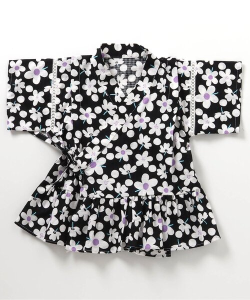 apres les cours（アプレレクール）の「アプレのはんなりGIRLS甚平（浴衣・キッズ・ブラック/ネイビー/サックスブルー/ピンク/ミント/ラベンダー・130/90/100/110/120/80）」の21枚目の写真