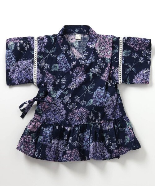 apres les cours（アプレレクール）の「アプレのはんなりGIRLS甚平（浴衣・キッズ・ブラック/ネイビー/サックスブルー/ピンク/ミント/ラベンダー・130/90/100/110/120/80）」の19枚目の写真