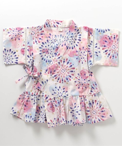 apres les cours（アプレレクール）の「アプレのはんなりGIRLS甚平（浴衣・キッズ・ブラック/ネイビー/サックスブルー/ピンク/ミント/ラベンダー・130/90/100/110/120/80）」の16枚目の写真