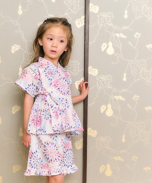 アプレレクール　はんなり浴衣 帯セット　ピンク　140 甚平　キッズ　子供 アプレレクール はんなり浴衣 帯セット ピンク 140 甚平 キッズ