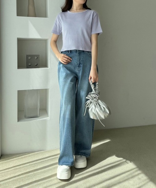 one after another NICE CLAUP(ワンアフターアナザーナイスクラップ)の「ワンポイント刺しゅうピグメントTee(Tシャツ/カットソー・レディース・ラベンダー/ピンク系その他/オフホワイト/チャコールグレー・FREE)」の19枚目の写真