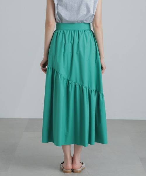 NANO universe（ナノユニバース）の「MINOTECH(R) アシメティアードギャザースカート（スカート・レディース・ライトベージュ/グリーン/チャコール・S/M）」の12枚目の写真