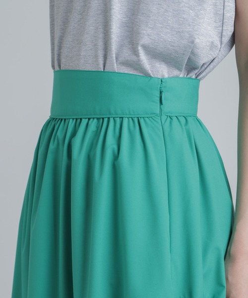 NANO universe（ナノユニバース）の「MINOTECH(R) アシメティアードギャザースカート（スカート・レディース・ライトベージュ/グリーン/チャコール・S/M）」の4枚目の写真