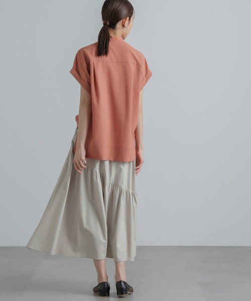 NANO universe（ナノユニバース）の「MINOTECH(R) アシメティアードギャザースカート（スカート・レディース・ライトベージュ/グリーン/チャコール・S/M）」の14枚目の写真