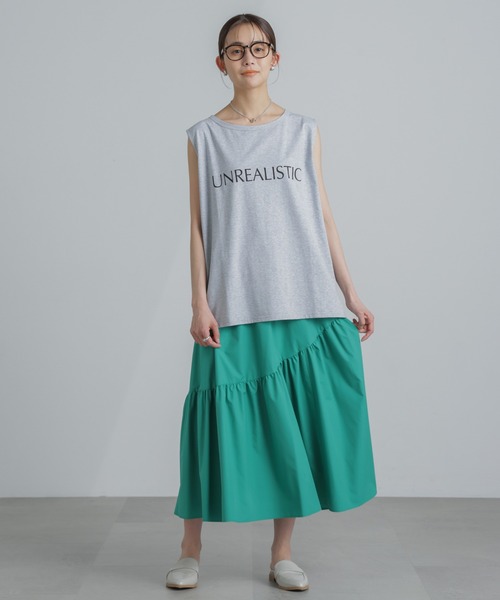 NANO universe（ナノユニバース）の「MINOTECH(R) アシメティアードギャザースカート（スカート・レディース・ライトベージュ/グリーン/チャコール・S/M）」の16枚目の写真