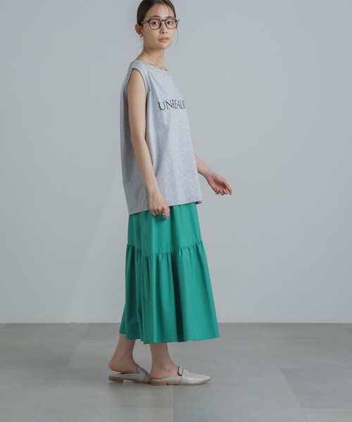 NANO universe（ナノユニバース）の「MINOTECH(R) アシメティアードギャザースカート（スカート・レディース・ライトベージュ/グリーン/チャコール・S/M）」の8枚目の写真