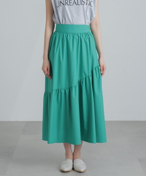 NANO universe（ナノユニバース）の「MINOTECH(R) アシメティアードギャザースカート（スカート・レディース・ライトベージュ/グリーン/チャコール・S/M）」の10枚目の写真