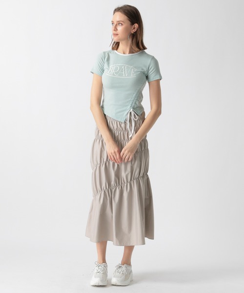 FOREVER 21（フォーエバー トゥエンティーワン）の「【2024SS】シャーリングロングスカート（スカート・レディース・ブラック/グレー・FREE）」の22枚目の写真