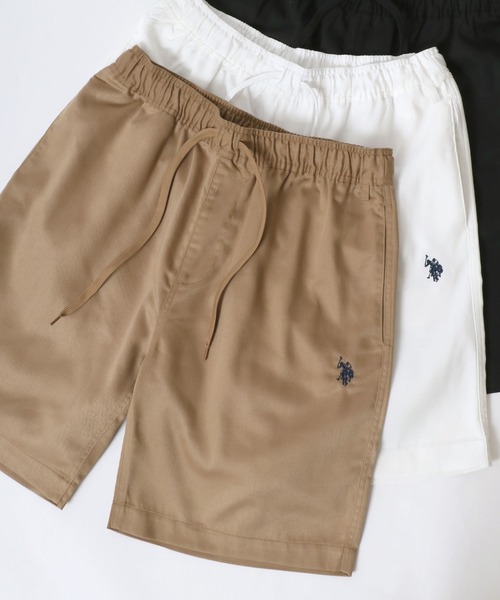 U.S. POLO ASSN.(ユーエスポロアッスン)の「U.S. POLO ASSN./ユーエスポロアッスン オーバーサイズ TCツイル ロゴ ワンポイント刺繍 無地 ショートパンツ/ハーフパンツ/ショーツ/カラーパンツ/レディース メンズ(チノパンツ・メンズ・ブラック/チャコール/ベージュ/ホワイト/ネイビー・M/L/LL)」の4枚目の写真
