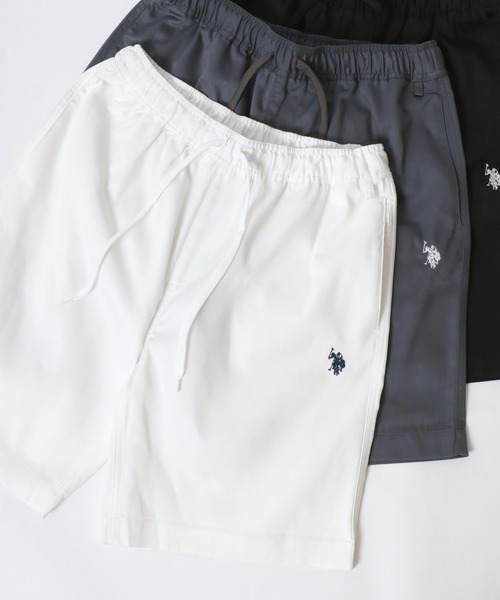 U.S. POLO ASSN.(ユーエスポロアッスン)の「U.S. POLO ASSN./ユーエスポロアッスン オーバーサイズ TCツイル ロゴ ワンポイント刺繍 無地 ショートパンツ/ハーフパンツ/ショーツ/カラーパンツ/レディース メンズ(チノパンツ・メンズ・ブラック/チャコール/ベージュ/ホワイト/ネイビー・M/L/LL)」の2枚目の写真