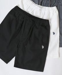 U.S. POLO ASSN./ユーエスポロアッスン オーバーサイズ TCツイル ロゴ ワンポイント刺繍 無地 ショートパンツ/ハーフパンツ/ショーツ/カラーパンツ/レディース メンズ