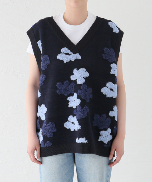 SON OF THE CHEESE(サノバチーズ)の「【SON OF THE CHEESE/サノバチーズ】 Flower Pattern Knit Ve:ベスト(ベスト・レディース・ネイビー・MEDIUM)」の9枚目の写真