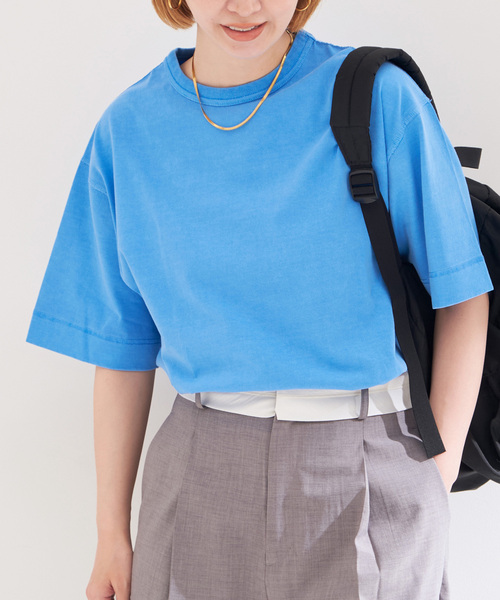 Healthknit(ヘルスニット)の「Healthknit/ヘルスニット 別注 Crewneck S/S Pigment Tee(Tシャツ/カットソー・レディース・ブルー/グリーン/イエロー/ブラック/ピンク・SMALL/MEDIUM/LARGE)」の4枚目の写真